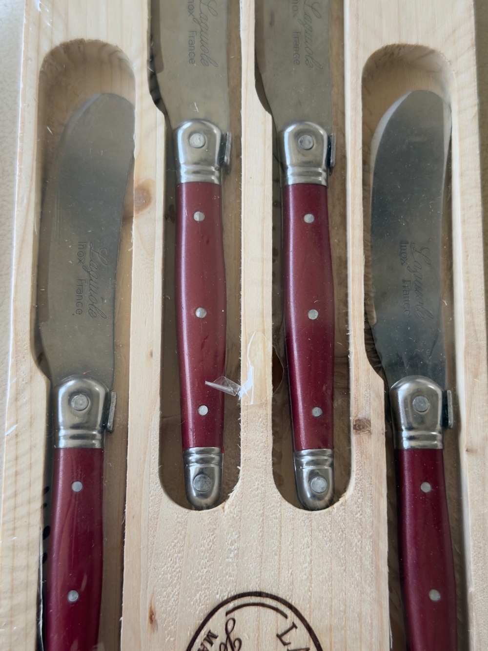 Laguiole Burgundy Cheese Spreaders - Set of 4